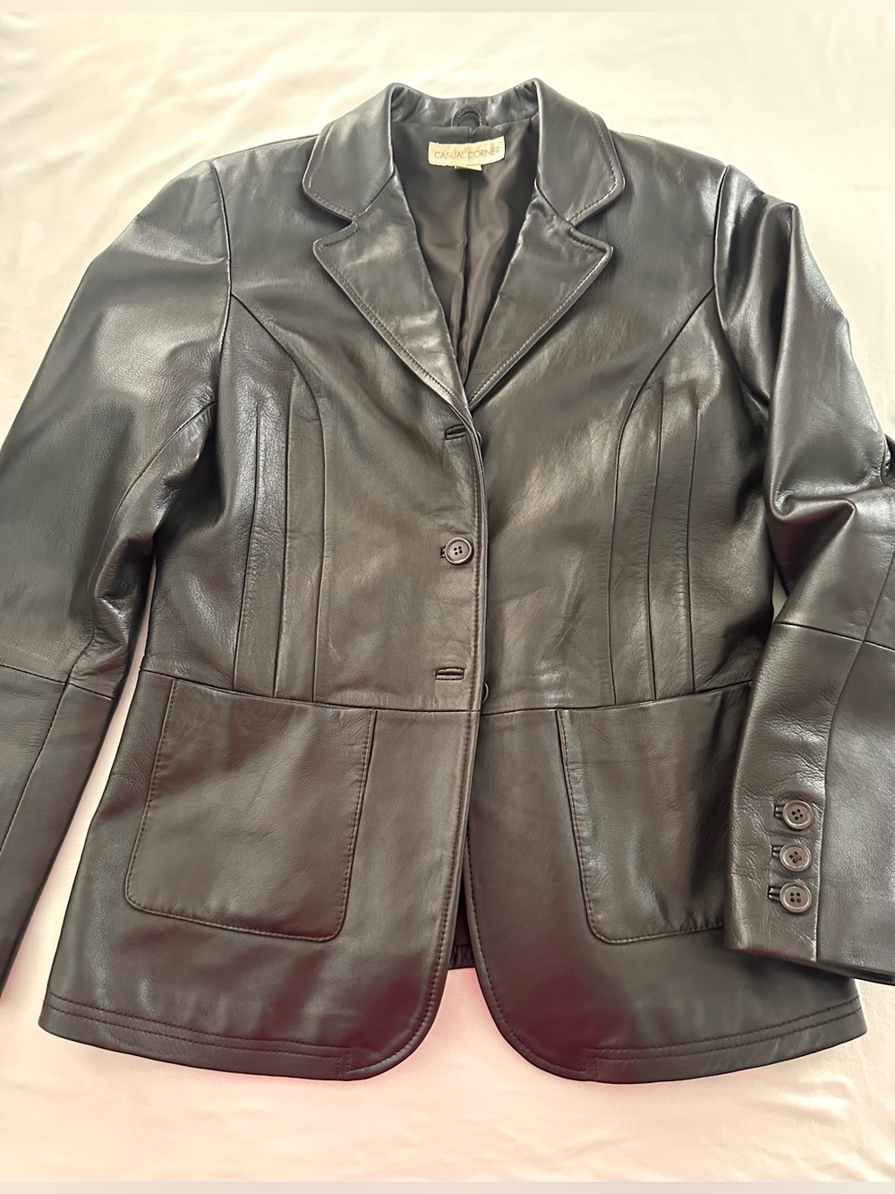 Vintage 90’s Casual Corner Genuine Leather Blazer Jacket Brown Size M - Picture 7 of 7